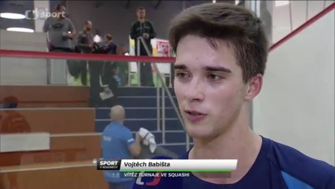 Vojtech Babista interviewed on ČT sport after winning a squash tournament